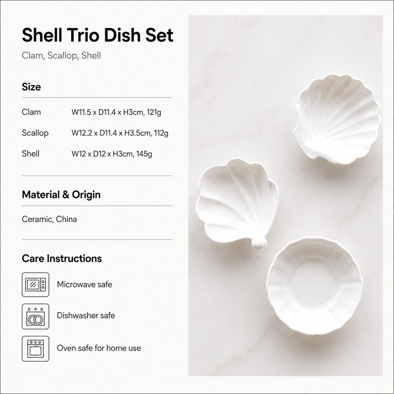 Soft tide collection Gyeol Shell 3-Piece Side Dish Set