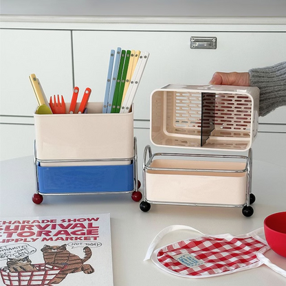Bauhaus 2-Compartment Draining Cutlery & Utensil Holder