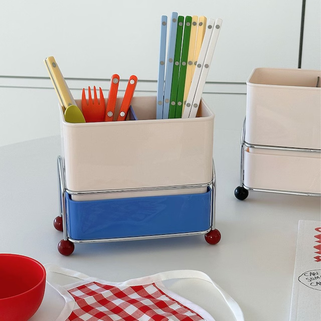 Bauhaus 2-Compartment Draining Cutlery & Utensil Holder