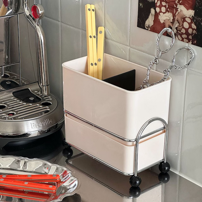 Bauhaus 2-Compartment Draining Cutlery & Utensil Holder