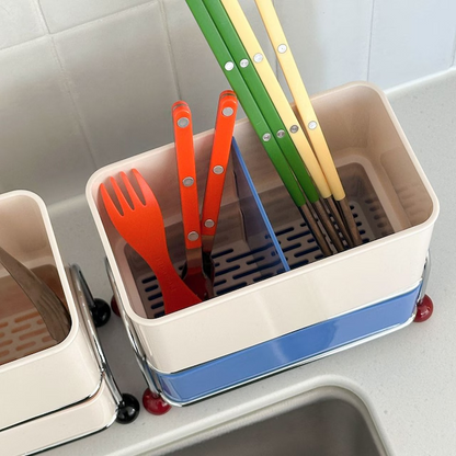 Bauhaus 2-Compartment Draining Cutlery & Utensil Holder