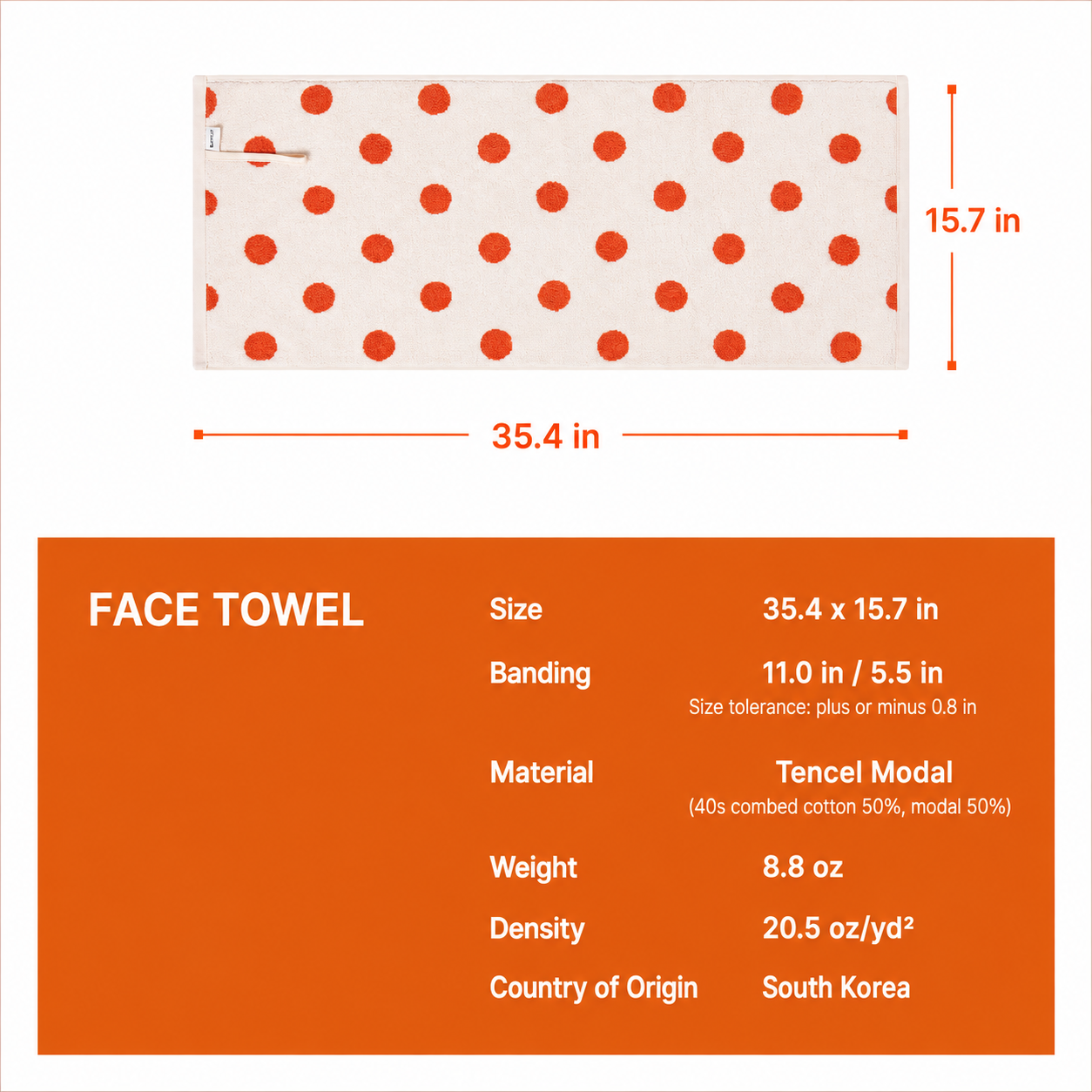 Dot Orange Mochi Modal Tencel Banded Towel Set (5-Piece)