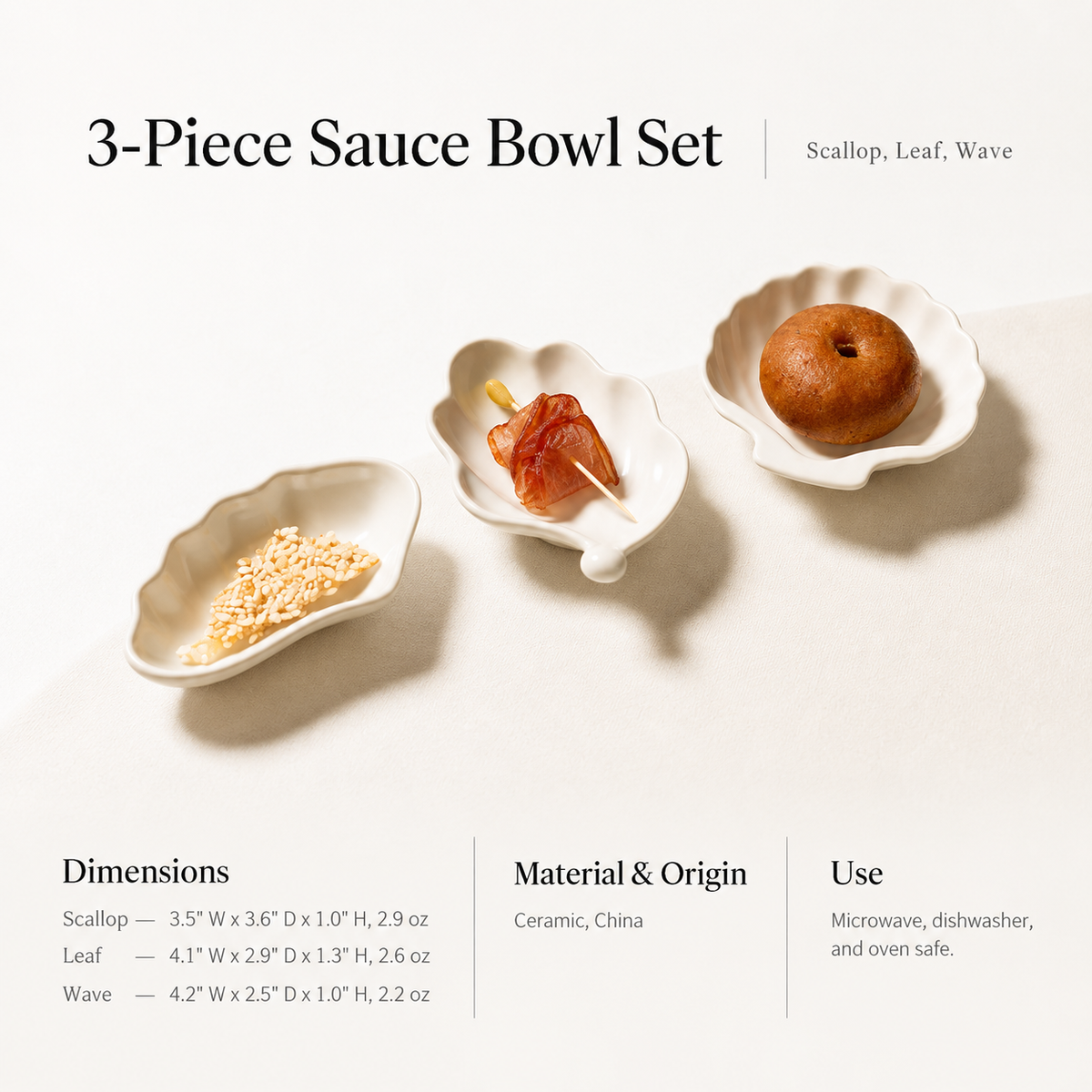 Seashell Ceramic Sauce Dish Set