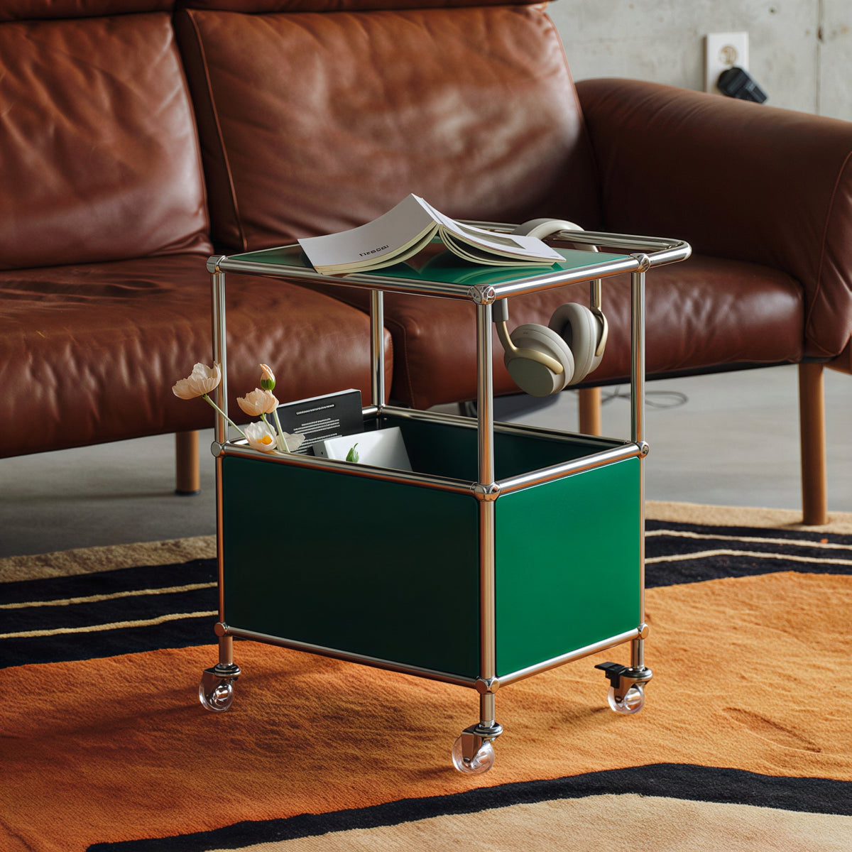 Ink Cube Modern Rolling Bar Cart