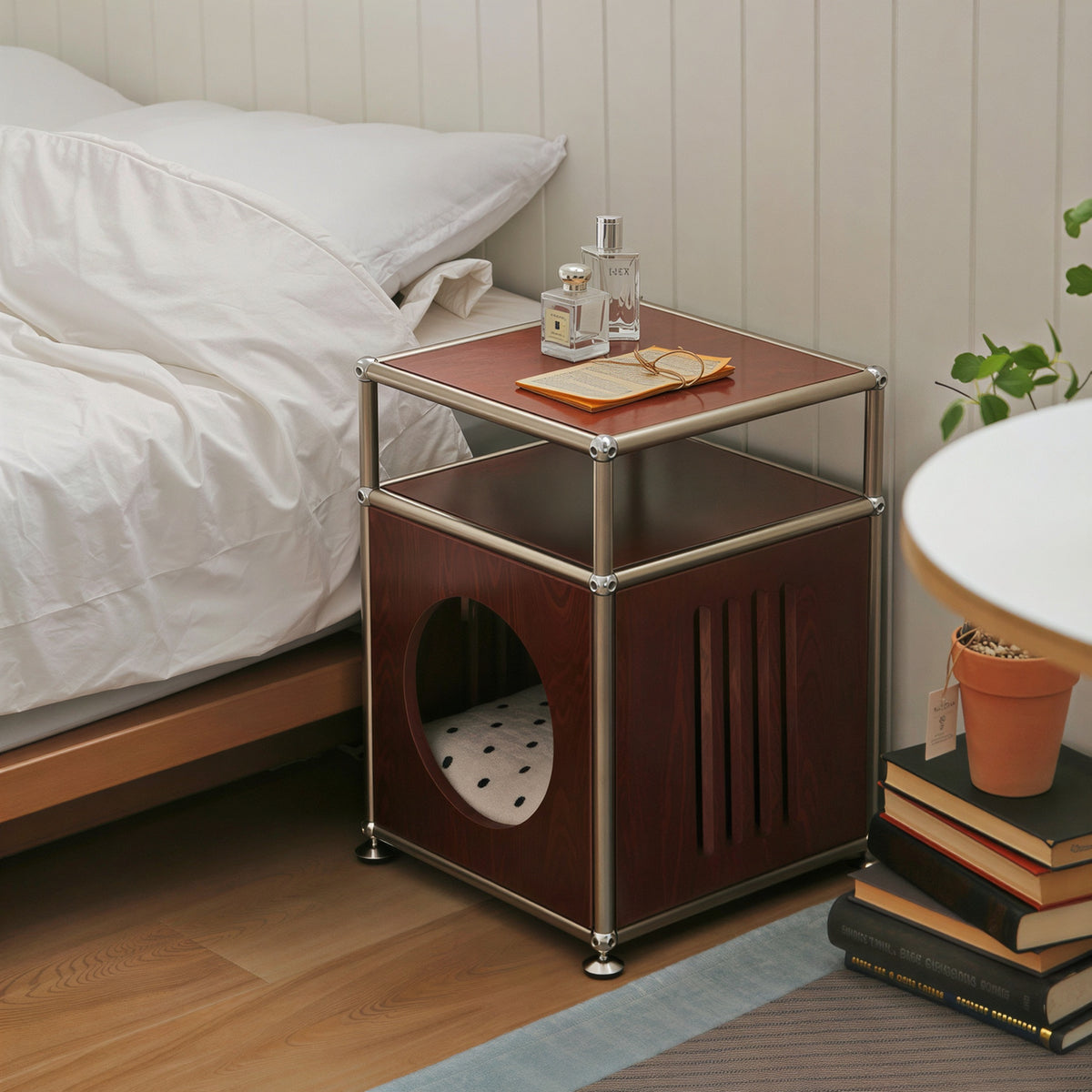 Mid-Century Round Cutout Modular Side Table