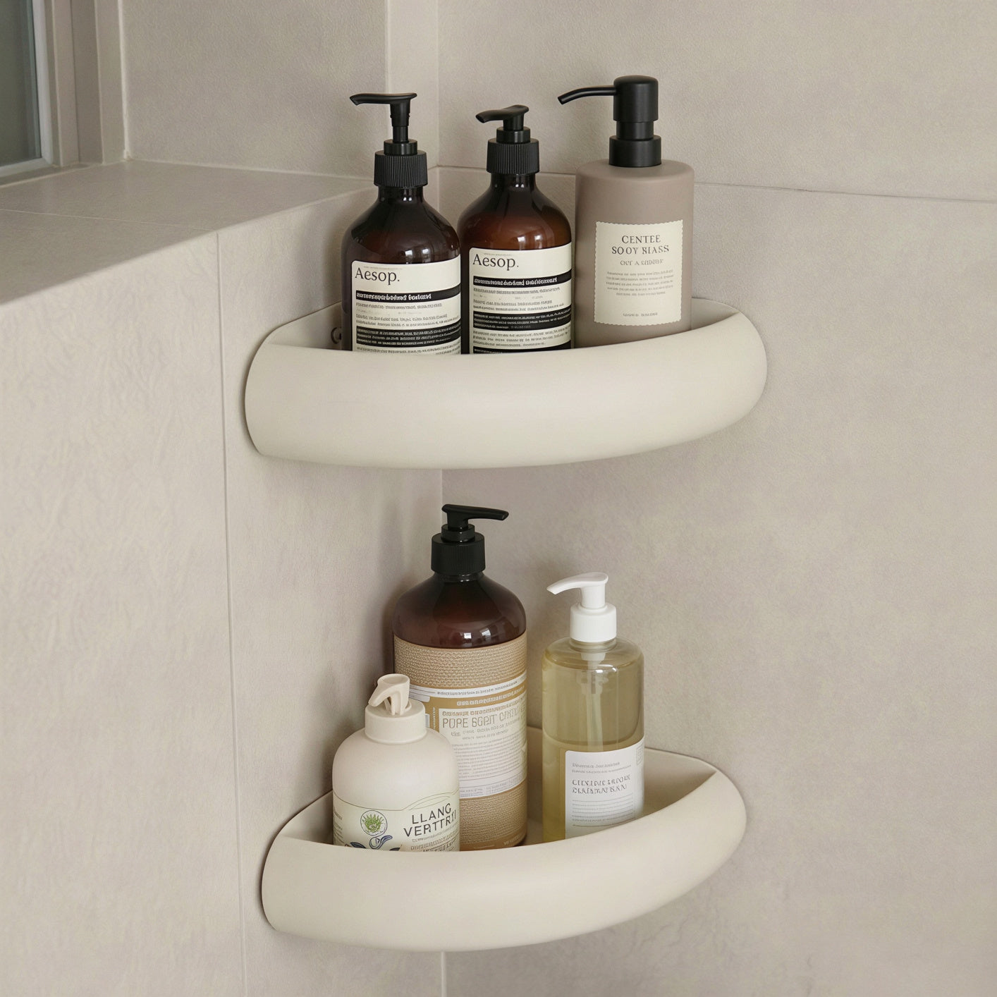 No-Drill Aluminum Bathroom Corner Shelf