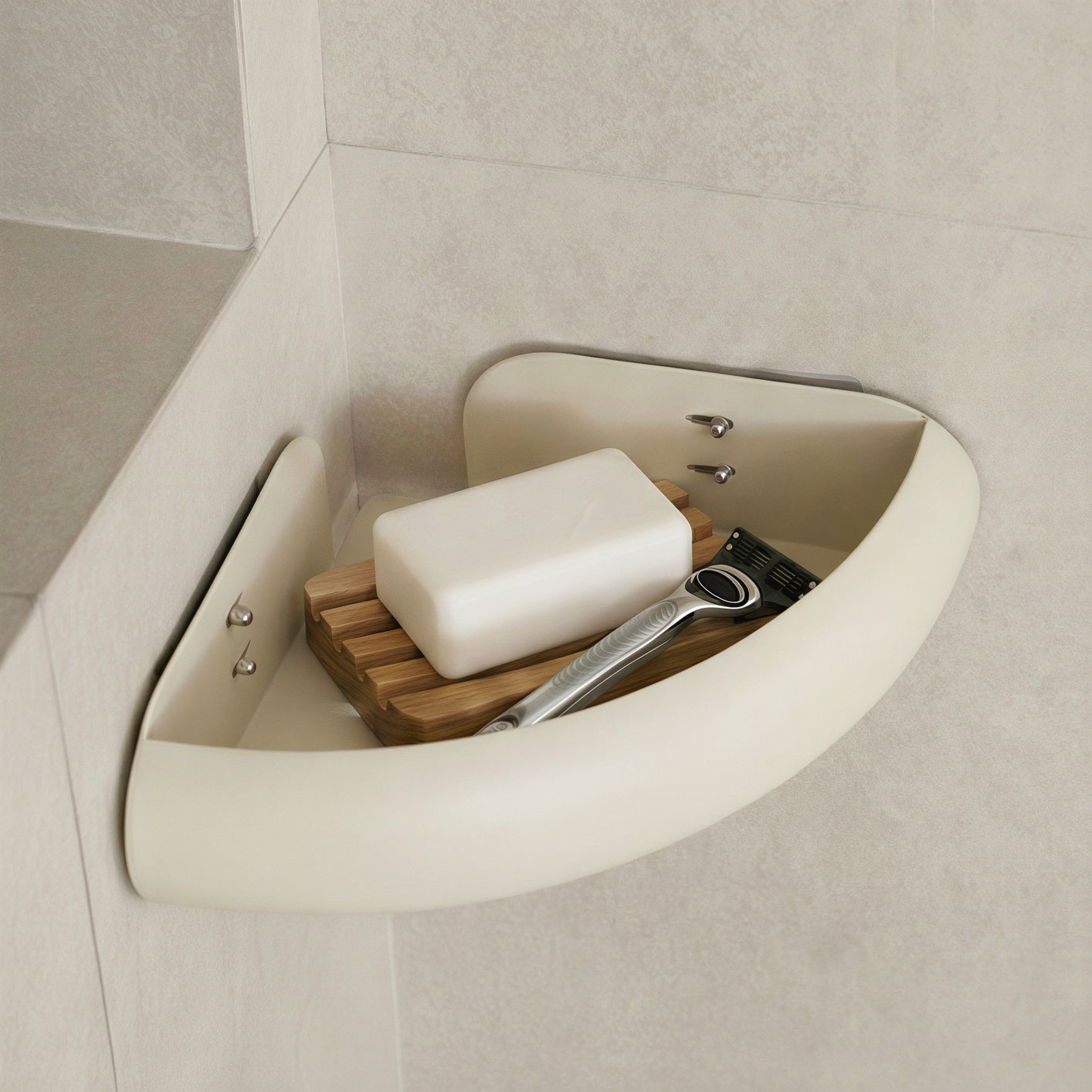 No-Drill Aluminum Bathroom Corner Shelf