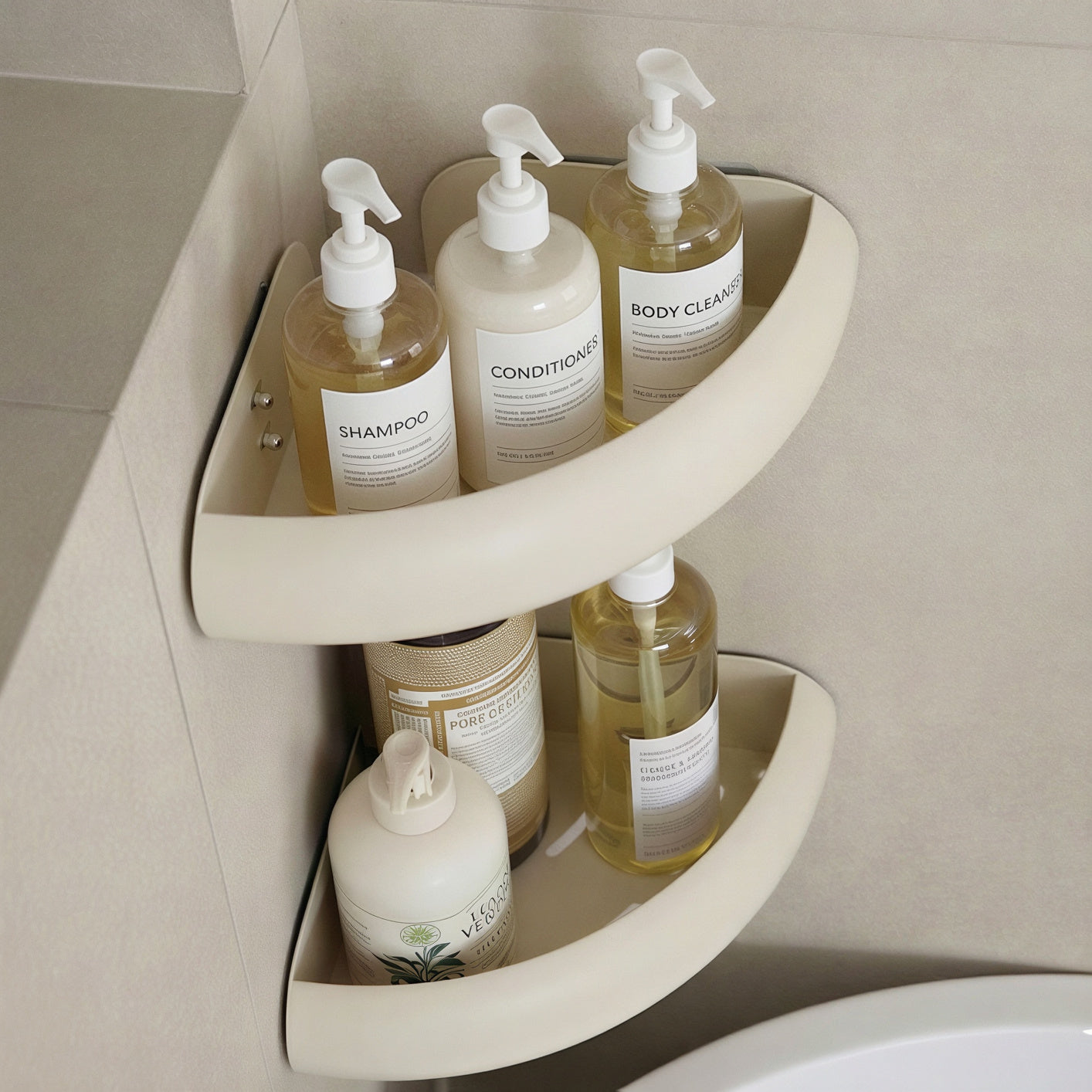 No-Drill Aluminum Bathroom Corner Shelf