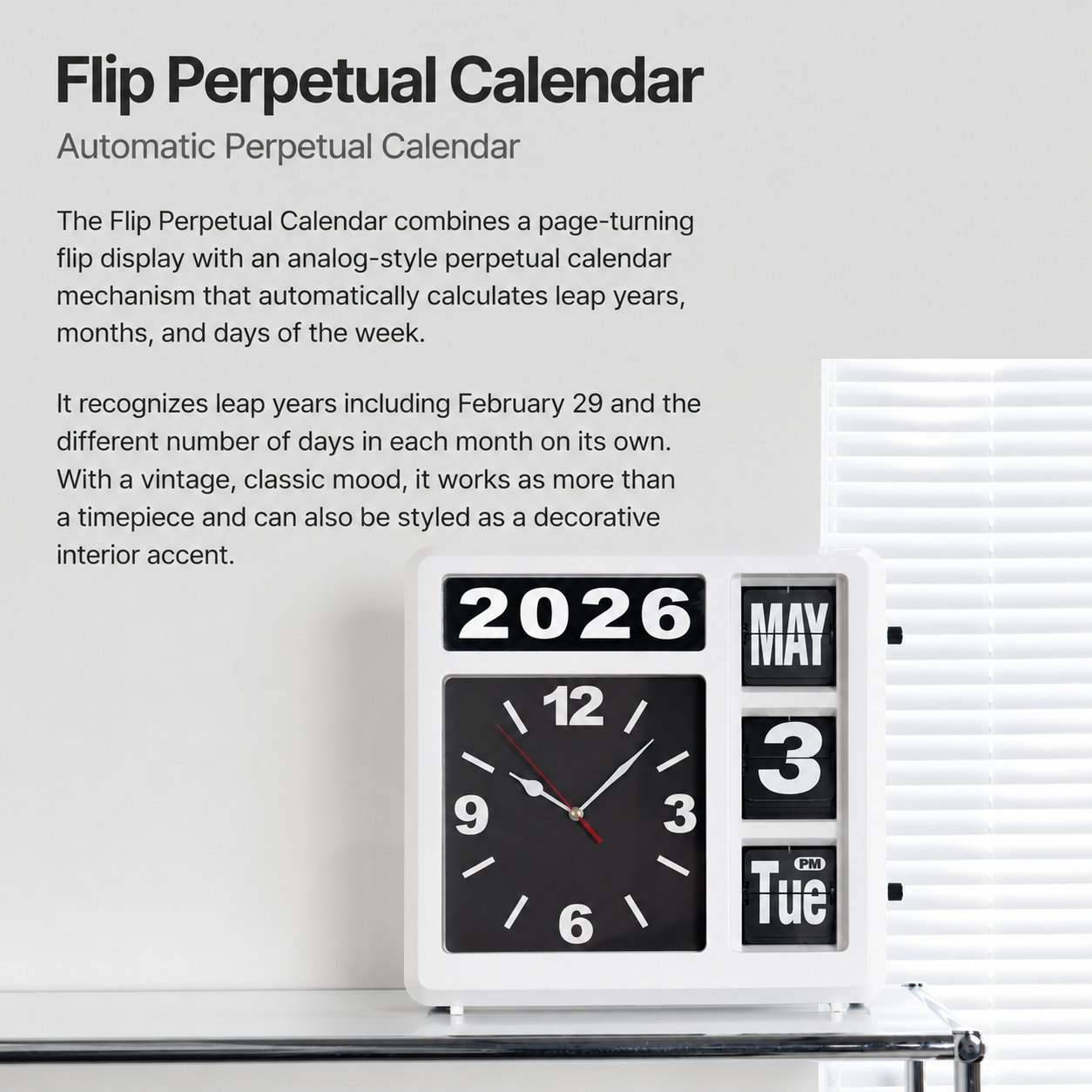 Wemble Silent Flip Perpetual Calendar Wall Clock