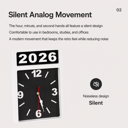 Wemble Silent Flip Perpetual Calendar Wall Clock