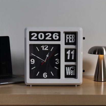 Wemble Silent Flip Perpetual Calendar Wall Clock