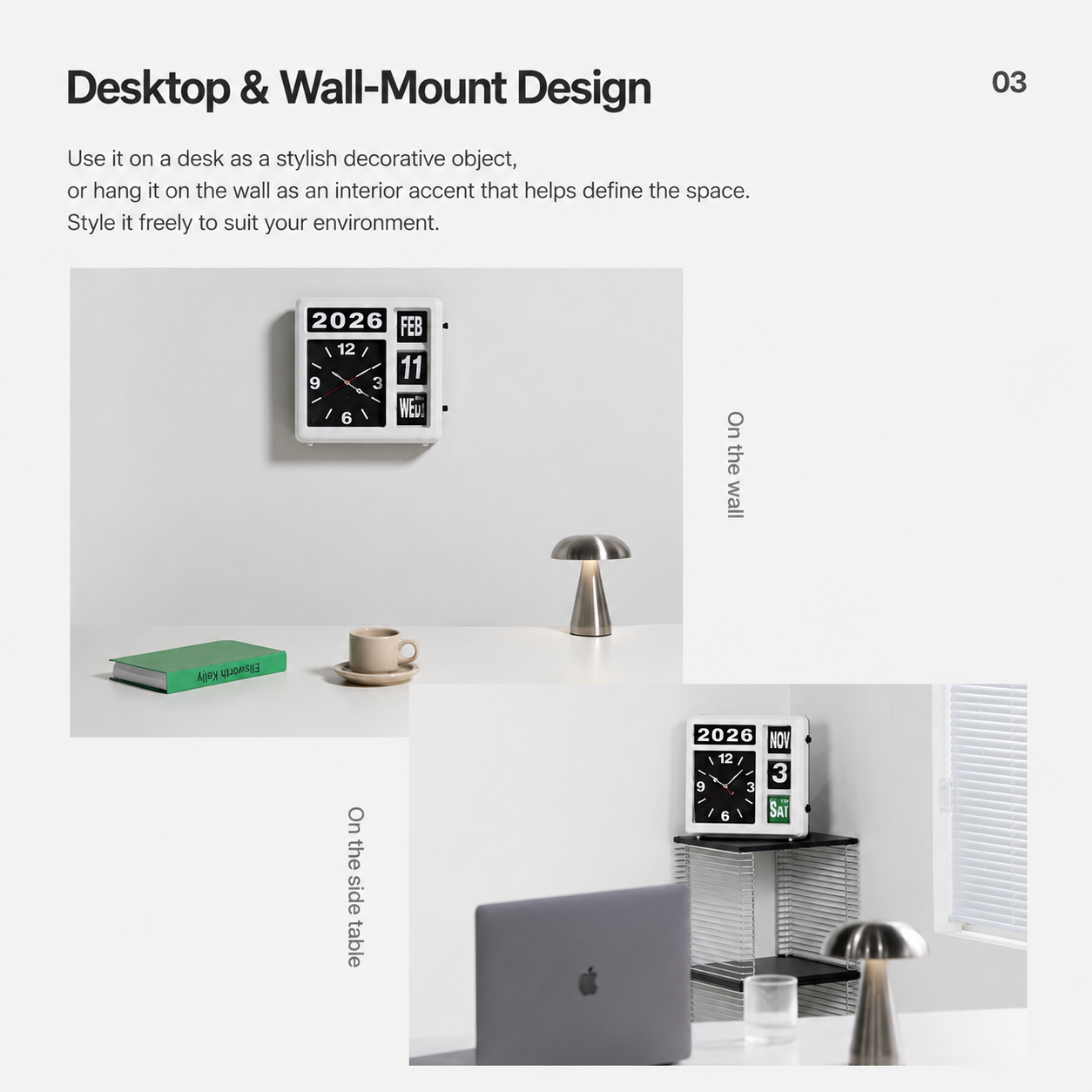 Wemble Silent Flip Perpetual Calendar Wall Clock