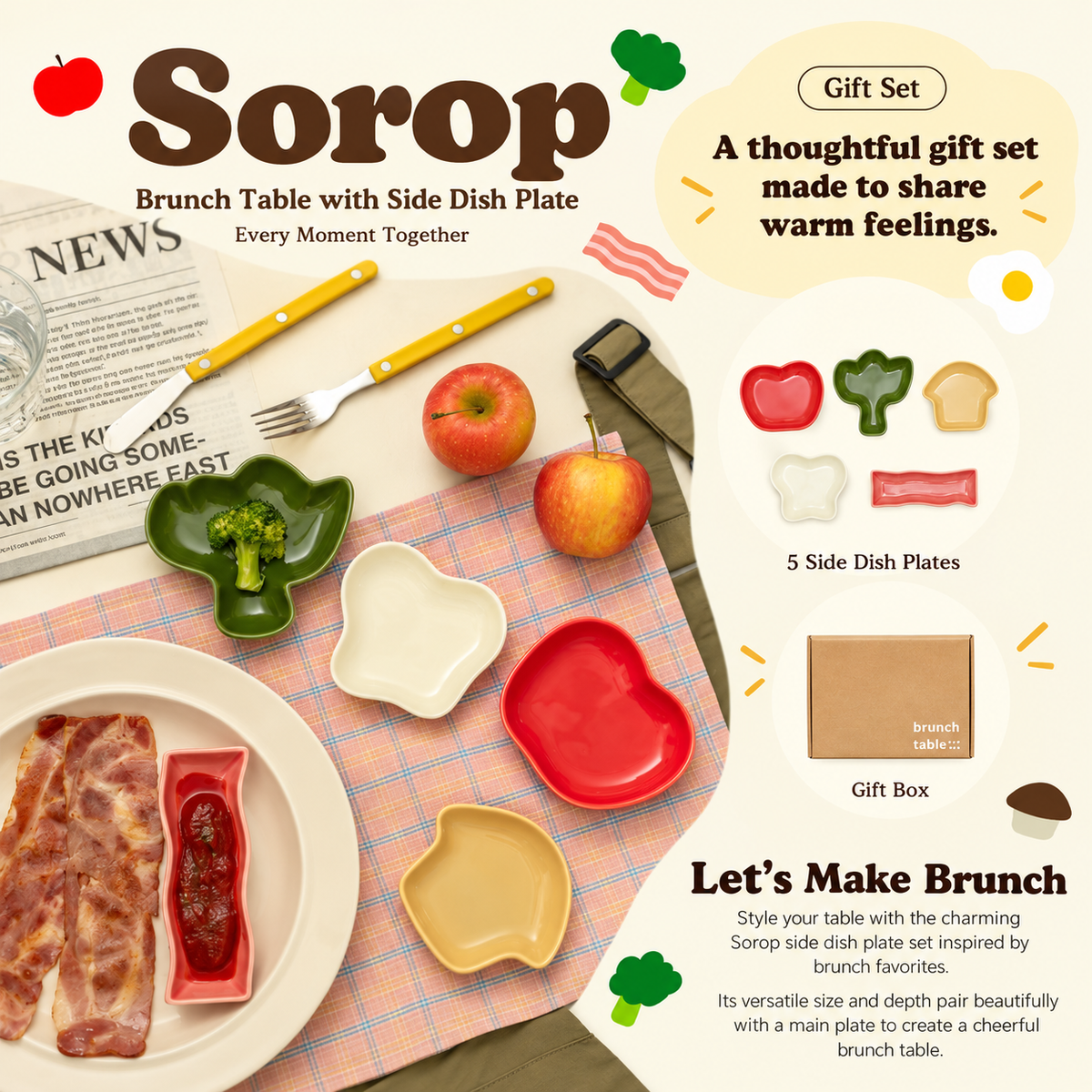 Playful Ceramic Snack Plate Set