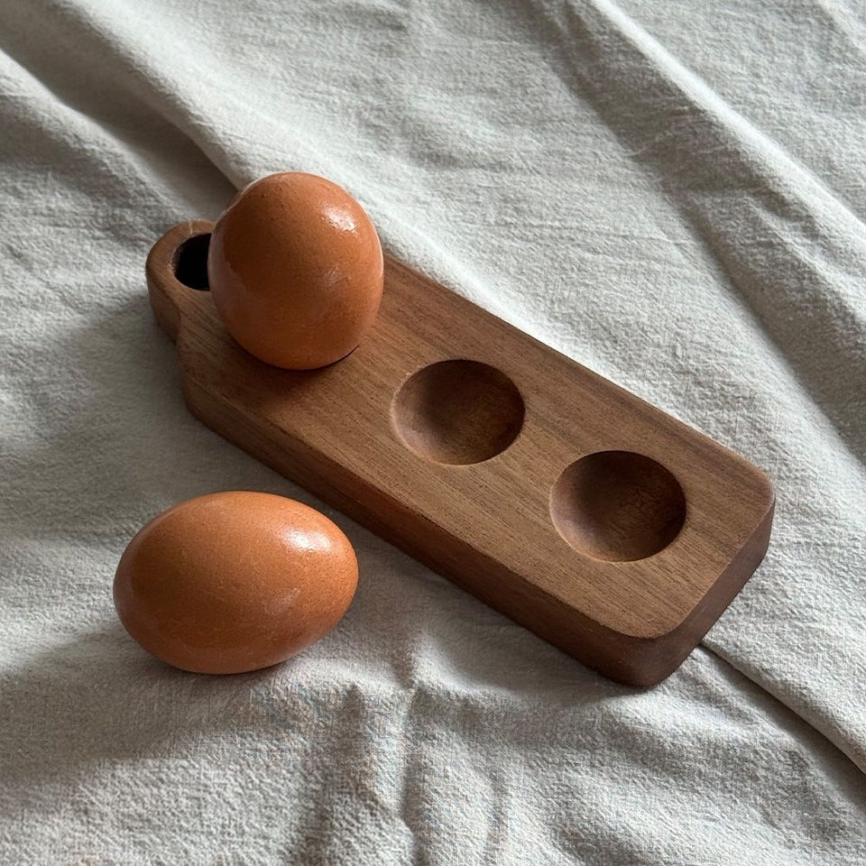 Acacia Wood Natural Egg Tray (3-Slot)