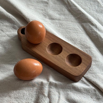 Acacia Wood Natural Egg Tray (3-Slot)