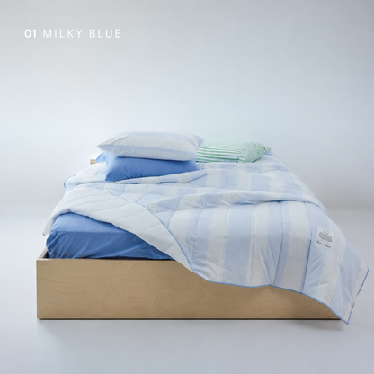Morning Cost Cotton Seersucker Summer Comforter and Pillowcase Set