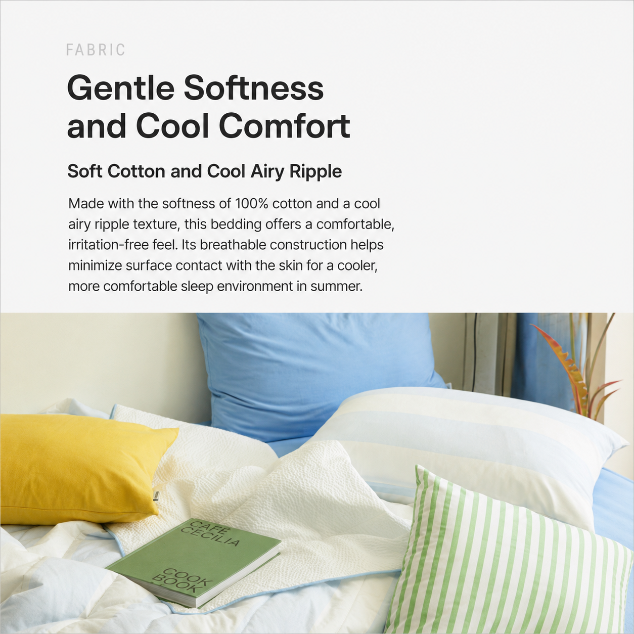 Morning Cost Cotton Seersucker Summer Comforter and Pillowcase Set