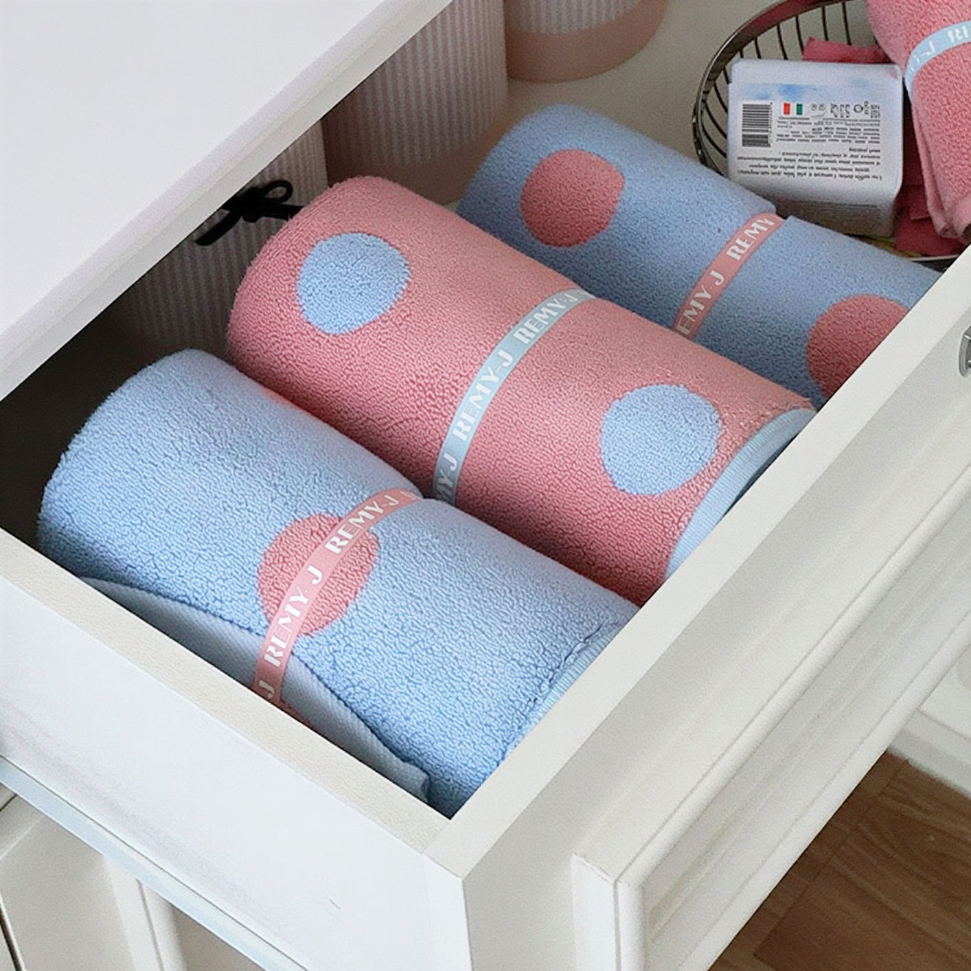 Dot Cotton Candy Modal Tencel Banded Towel Set (5-Piece)