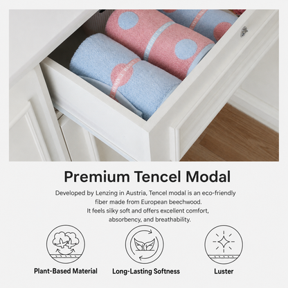 Dot Cotton Candy Modal Tencel Banded Towel Set (5-Piece)