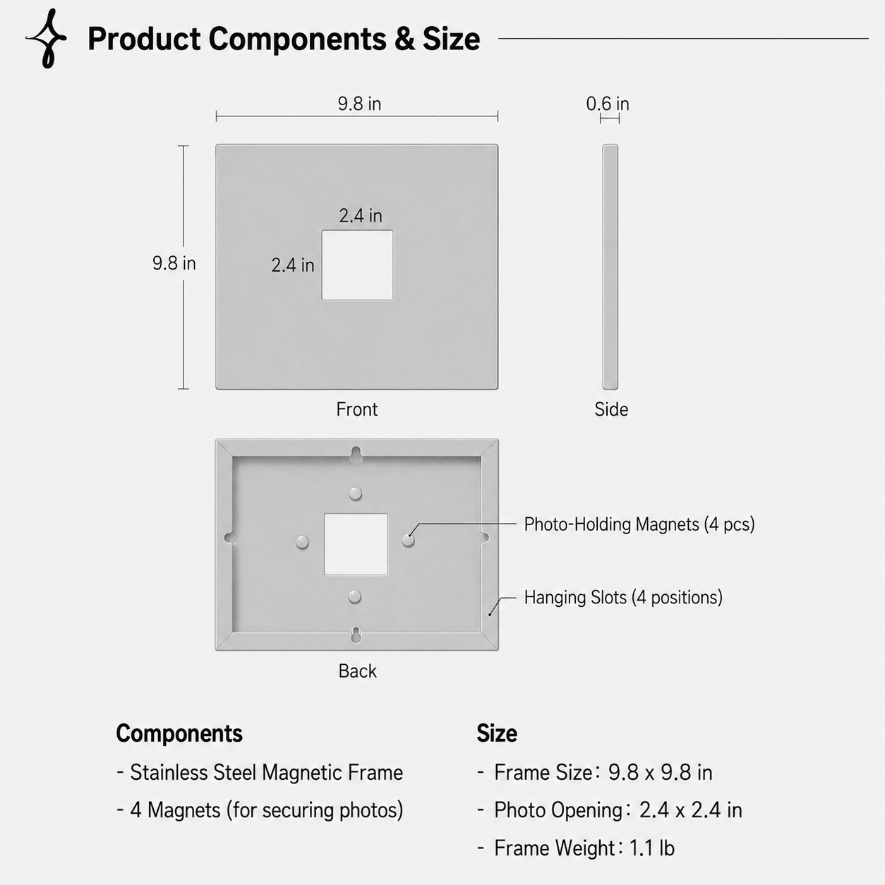 Stainless Steel Magnetic Archive Frame