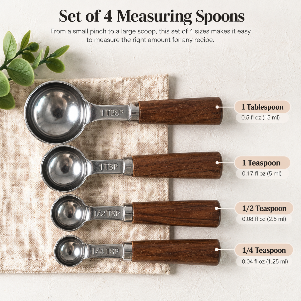 Walnut Handle Measuring Spoons (Set of 4)