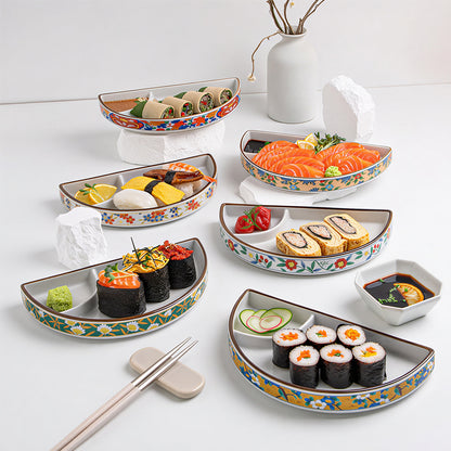 Half Moon Divided Sushi Plate