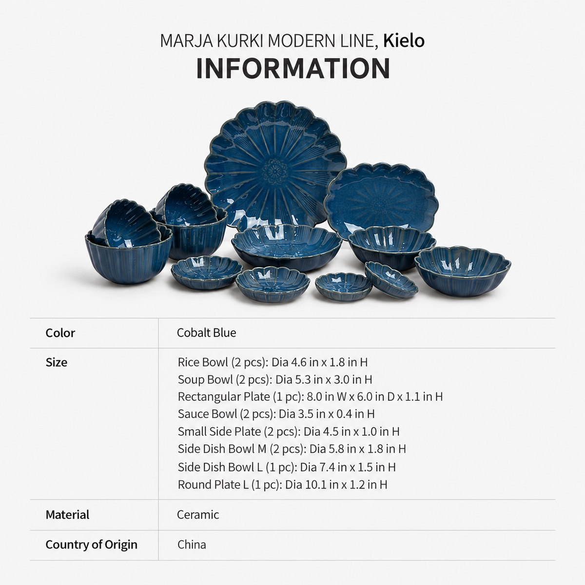 Marja Kurki Kielo Dinnerware Set for 2 (13-Piece)