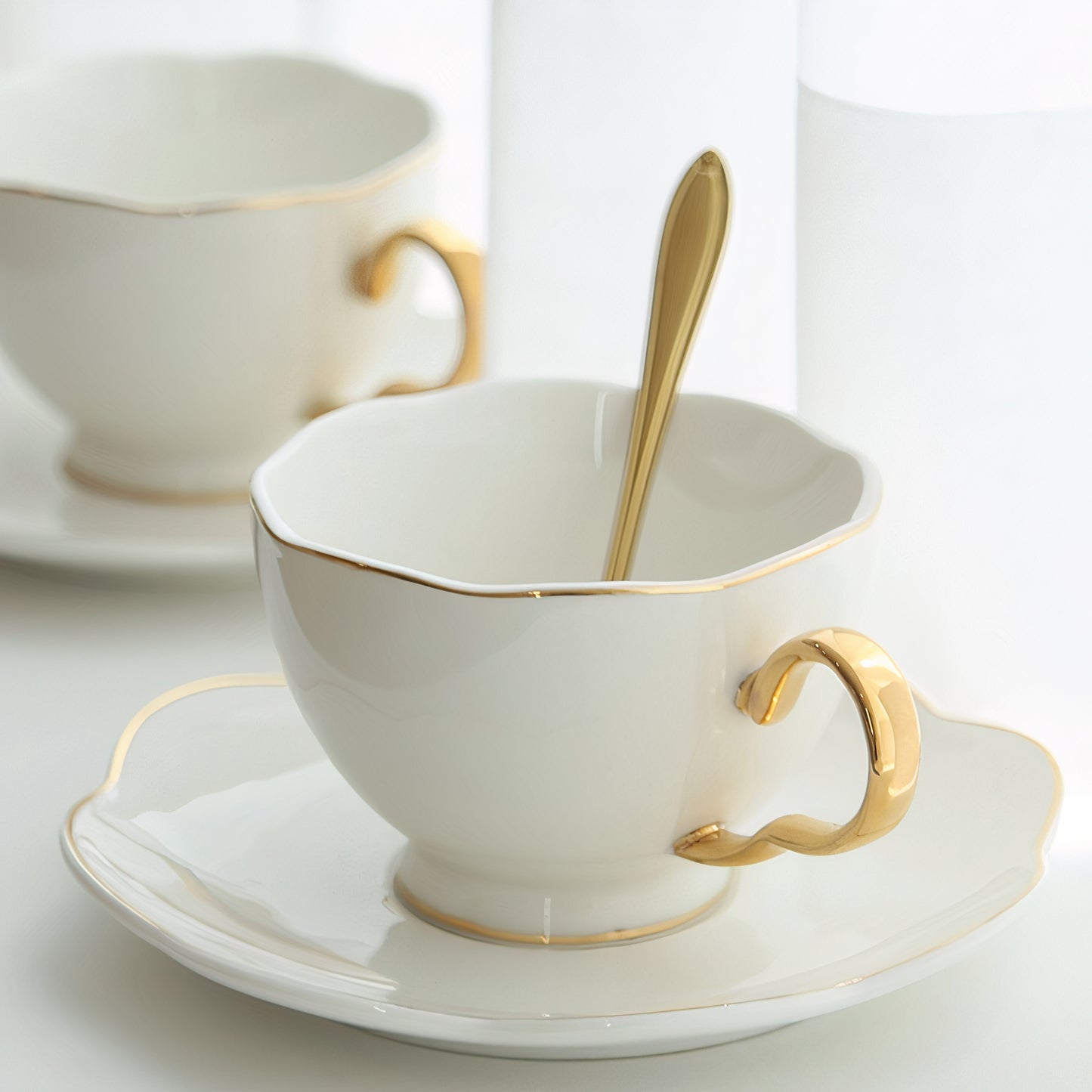 The Gold Lotus White Coffee Cup Set