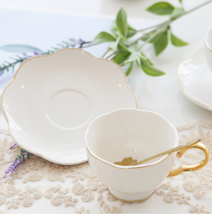 The Gold Lotus White Coffee Cup Set