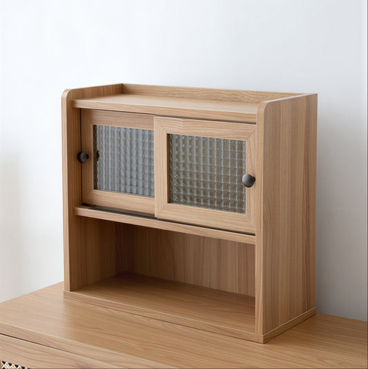 Mini Wooden Hutch Cabinet with Sliding Glass Doors