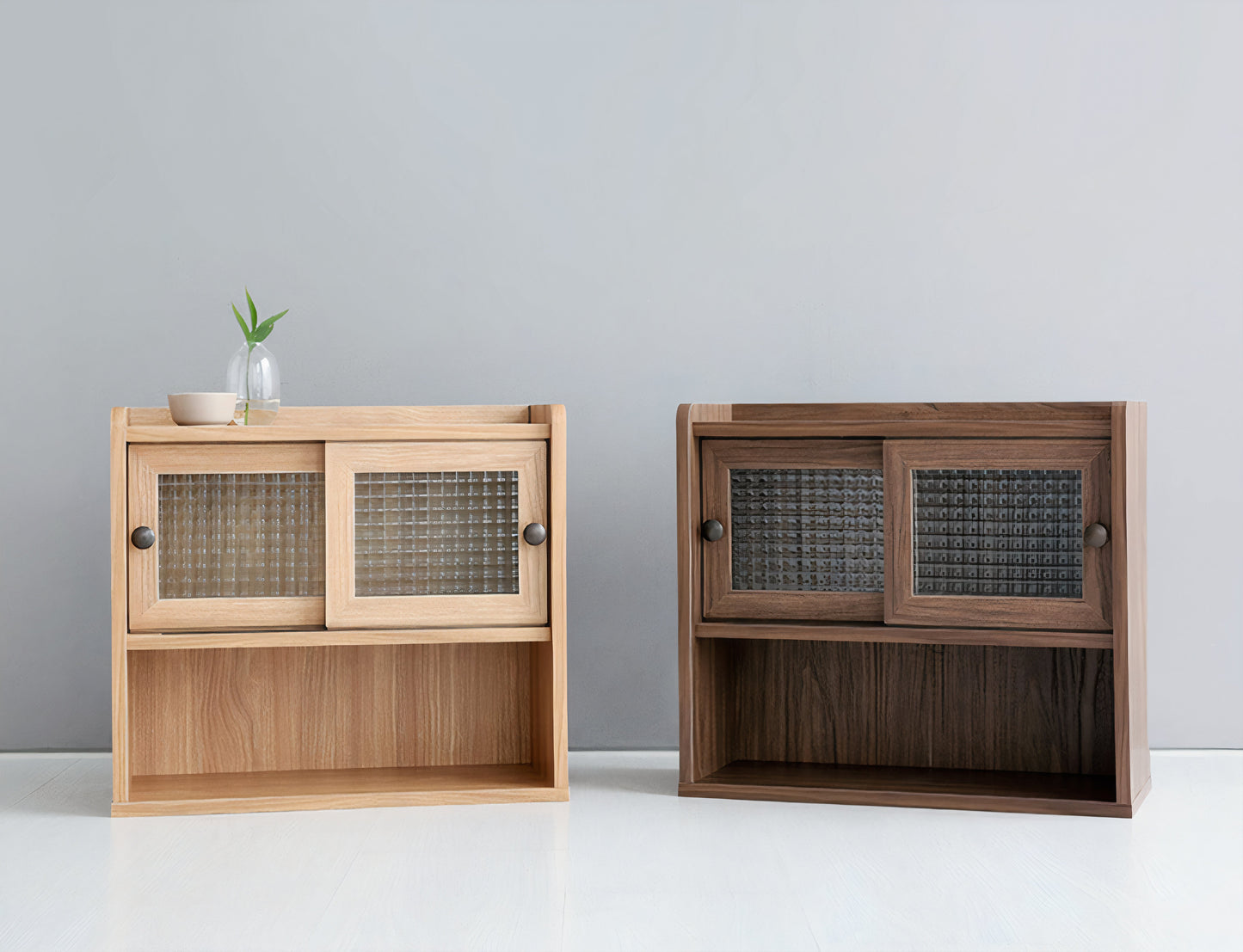 Mini Wooden Hutch Cabinet with Sliding Glass Doors