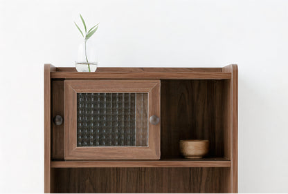 Mini Wooden Hutch Cabinet with Sliding Glass Doors