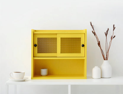 Mini Wooden Hutch Cabinet with Sliding Glass Doors