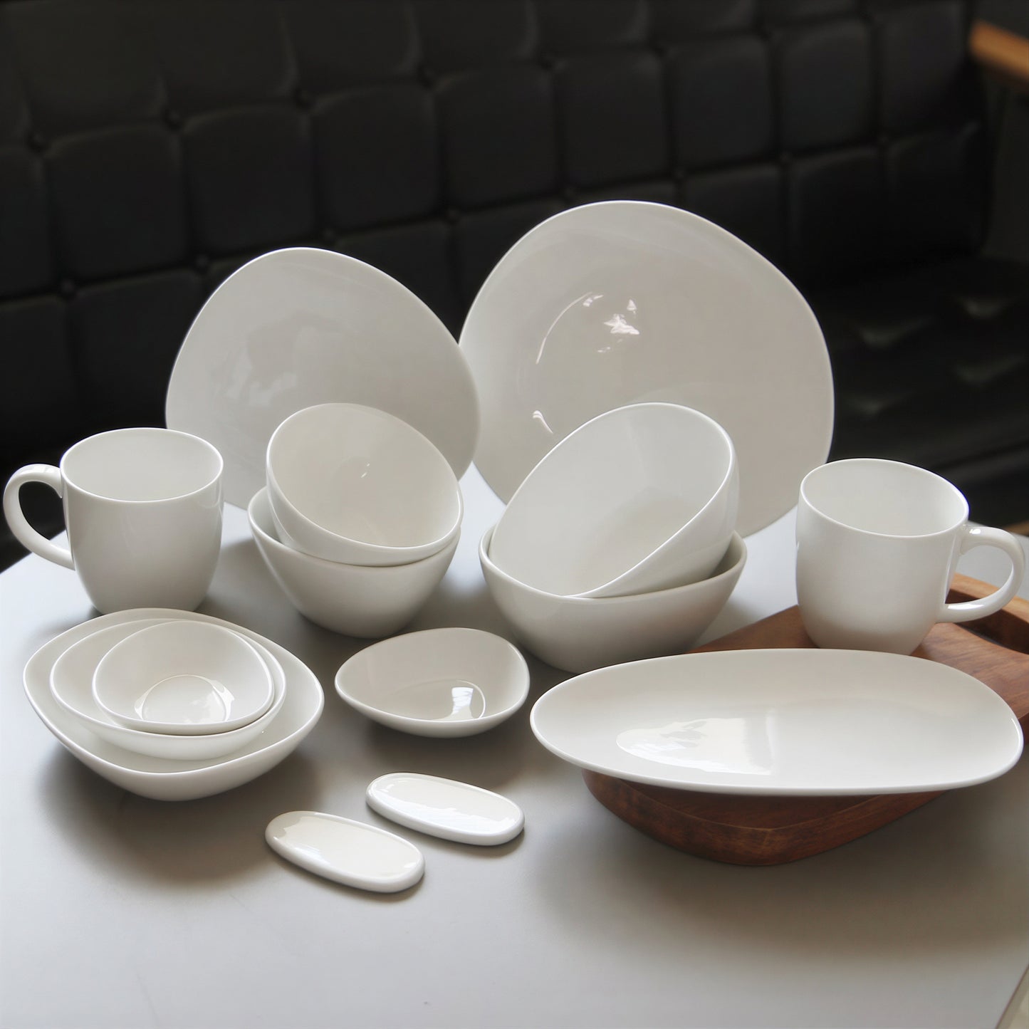Cream White Pebble Dinnerware Set for 2