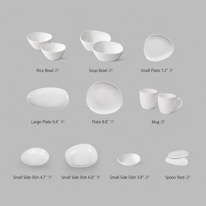 Cream White Pebble Dinnerware Set for 2