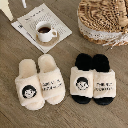 Cozy Faux-Fur Couple Character Slippers - image 5 of 7