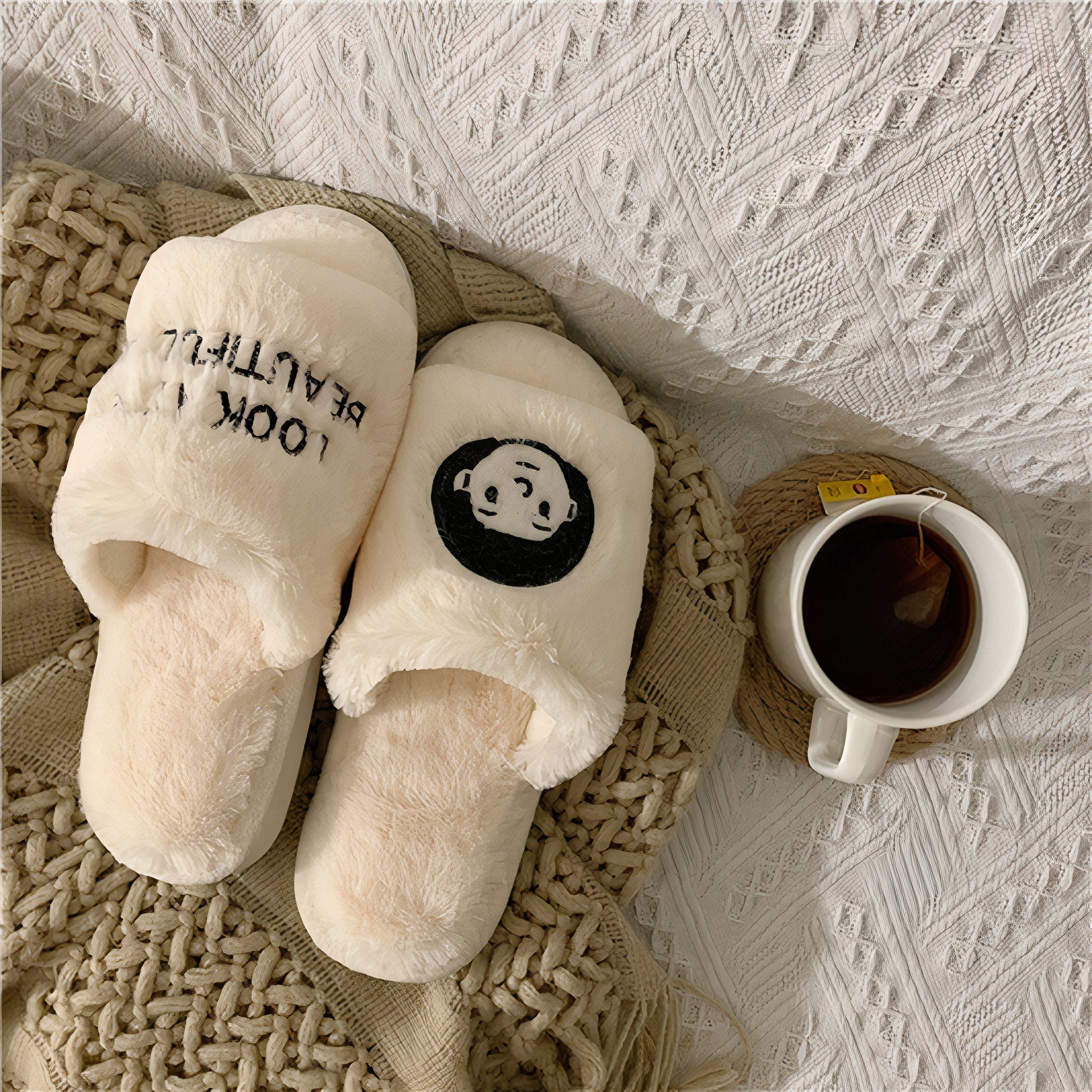 Cozy Faux-Fur Couple Character Slippers