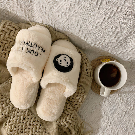 Cozy Faux-Fur Couple Character Slippers