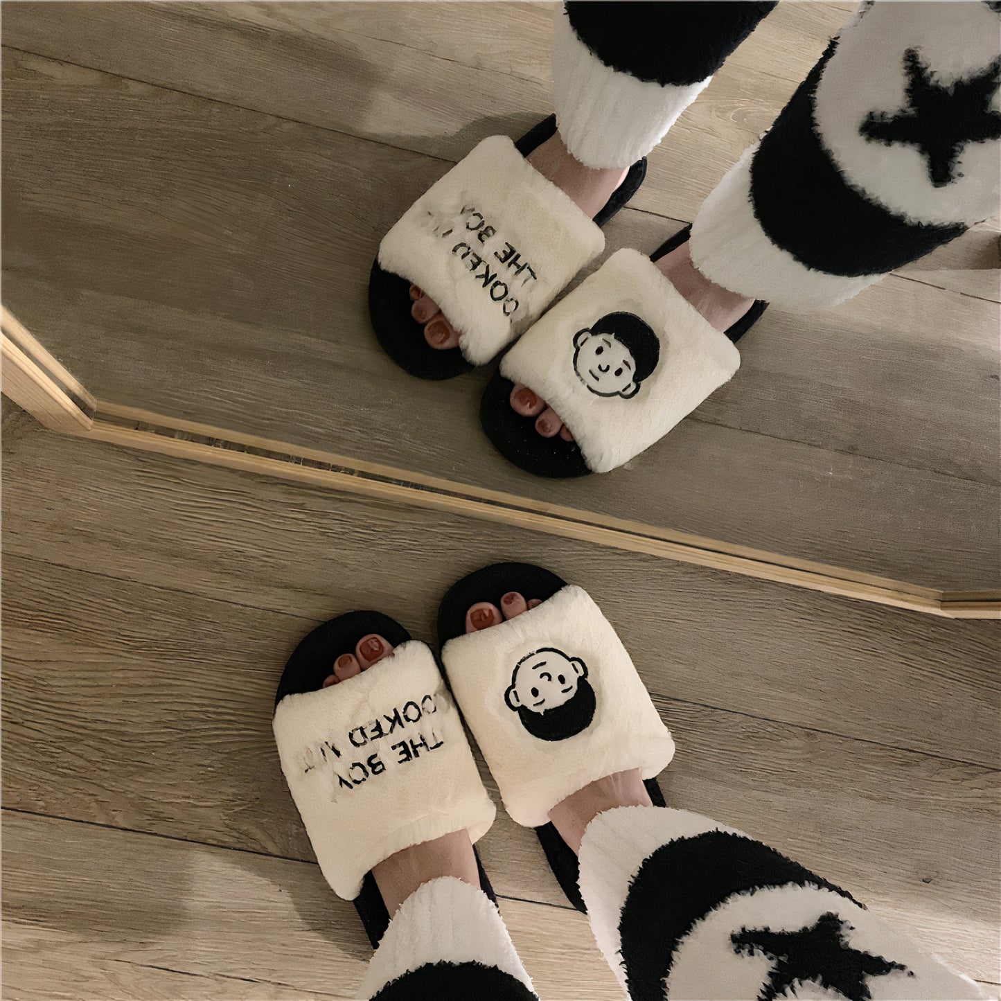 Cozy Faux-Fur Couple Character Slippers - image 6 of 7