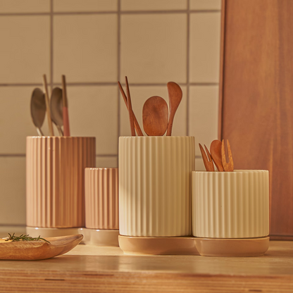 Carving Ceramic Utensil Holder Set (3-Piece)