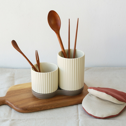 Carving Ceramic Utensil Holder Set (3-Piece)