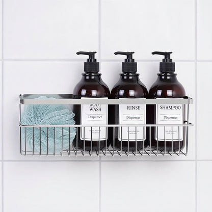 No-Drill Strong Adhesive Large-Capacity Stainless Steel Bathroom Shelf