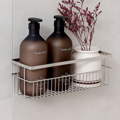 No-Drill Strong Adhesive Large-Capacity Stainless Steel Bathroom Shelf