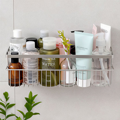 No-Drill Strong Adhesive Large-Capacity Stainless Steel Bathroom Shelf