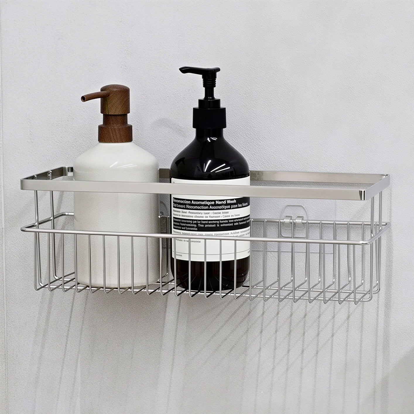 No-Drill Strong Adhesive Large-Capacity Stainless Steel Bathroom Shelf