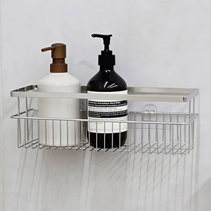 No-Drill Strong Adhesive Large-Capacity Stainless Steel Bathroom Shelf