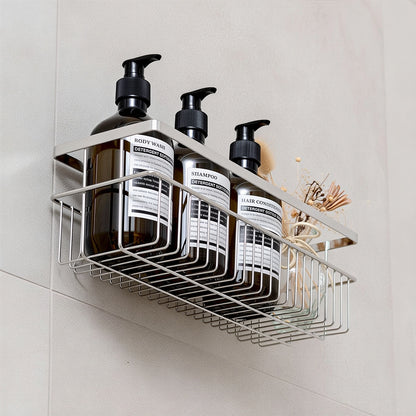 No-Drill Strong Adhesive Large-Capacity Stainless Steel Bathroom Shelf