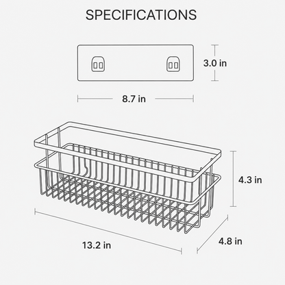 No-Drill Strong Adhesive Large-Capacity Stainless Steel Bathroom Shelf