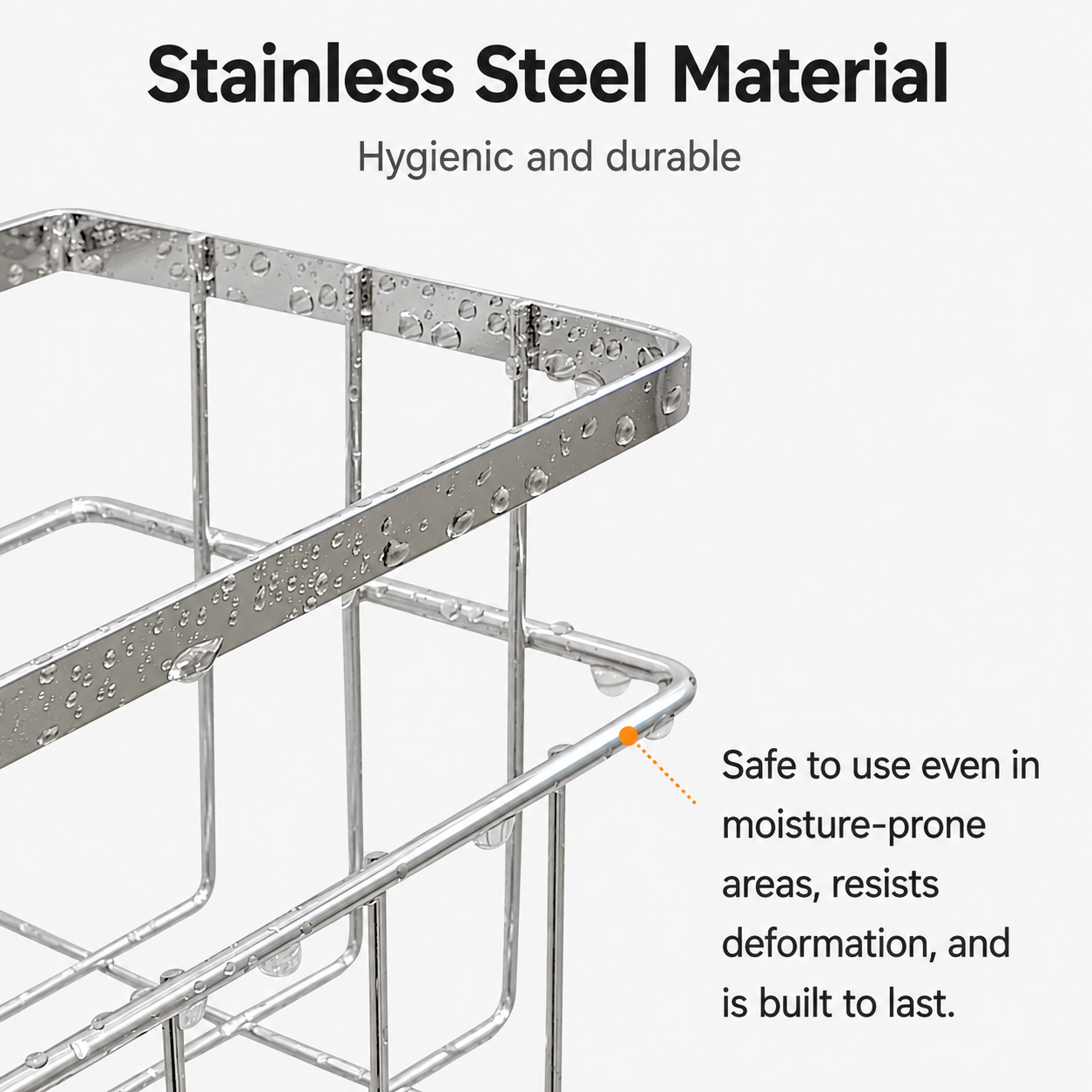 No-Drill Strong Adhesive Large-Capacity Stainless Steel Bathroom Shelf