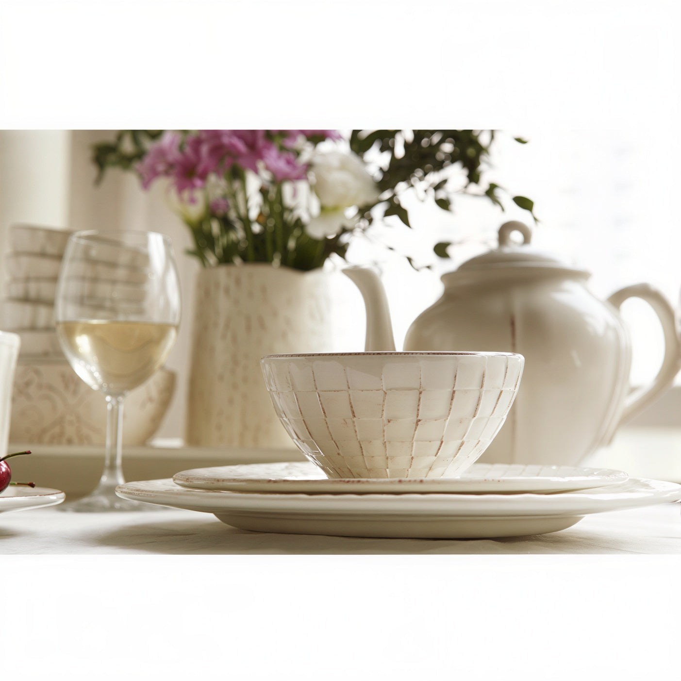 Soft Grid Ceramic Bowl